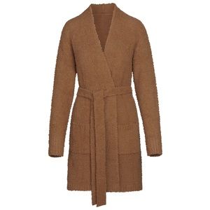 Skims COZY KNIT SHORT ROBE, Camel, S/M